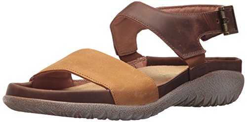 Naot Haki Slingback Sandal (11161) Womens Shoes Oily Dune Nubuck/Saddle Brown Lthr