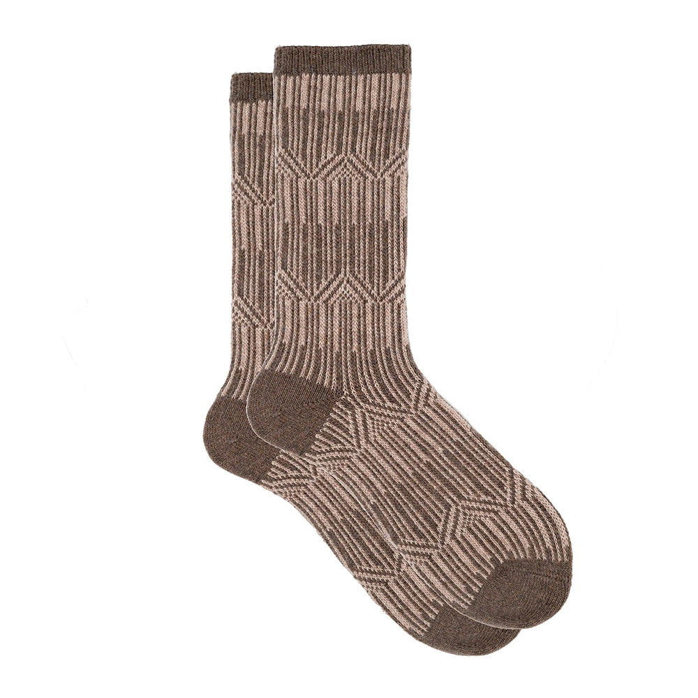 Ilux Mila - Cozy Cashmere Silk Vertical Stripe Crew 1667 Womens Hosiery Cinnamon