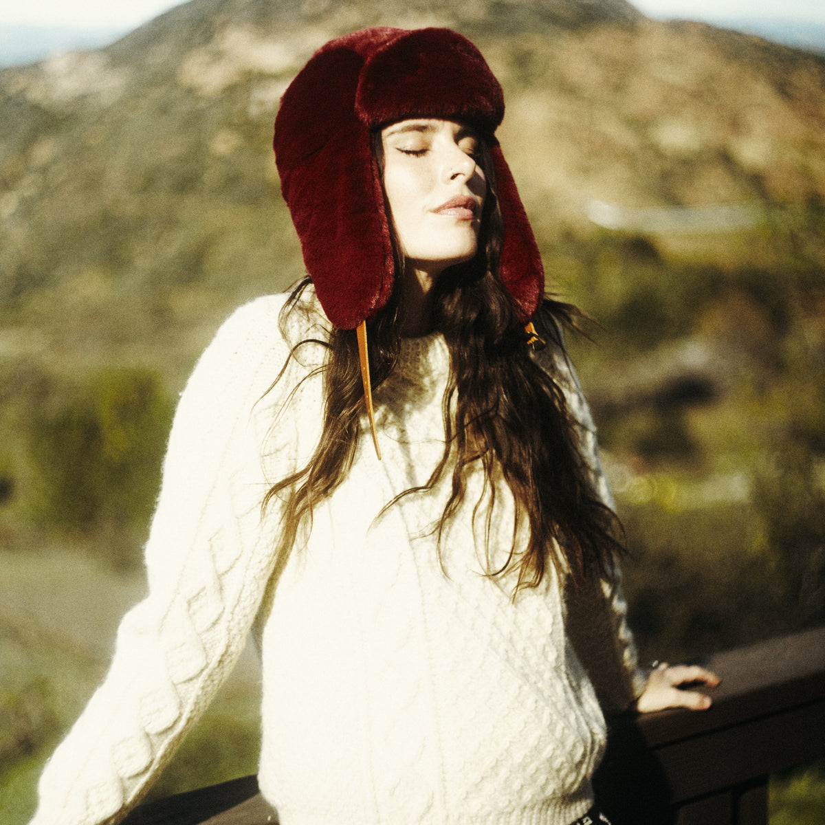 Wyeth Sigita Burgundy Faux Fur Trapper Hat