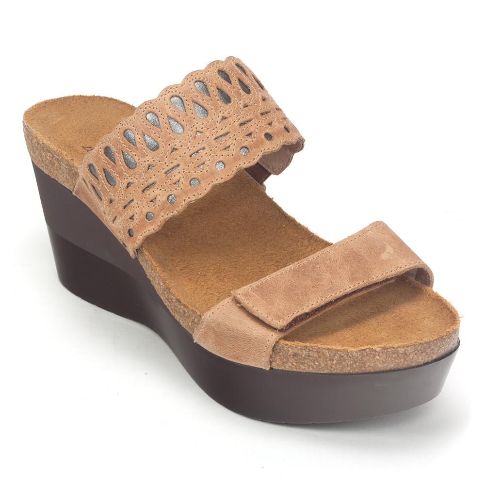 Naot Rise Sandal Womens Shoes Latte Brown Lthr/Mirror Lthr