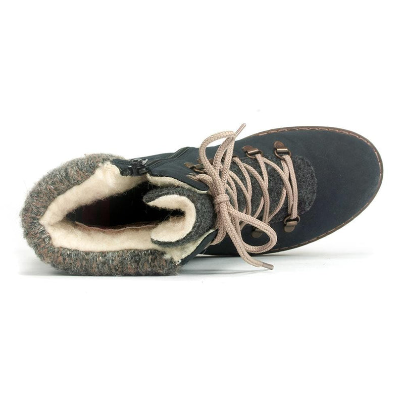 Rieker Y9131 Women's Waterproof Suede Lace Up Winter Combat Boot