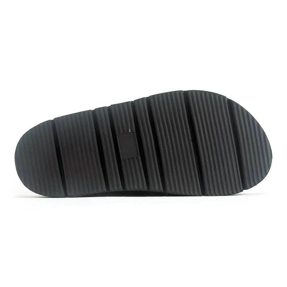 All Black Circle Buckle Lowform Sandal Womens Shoes