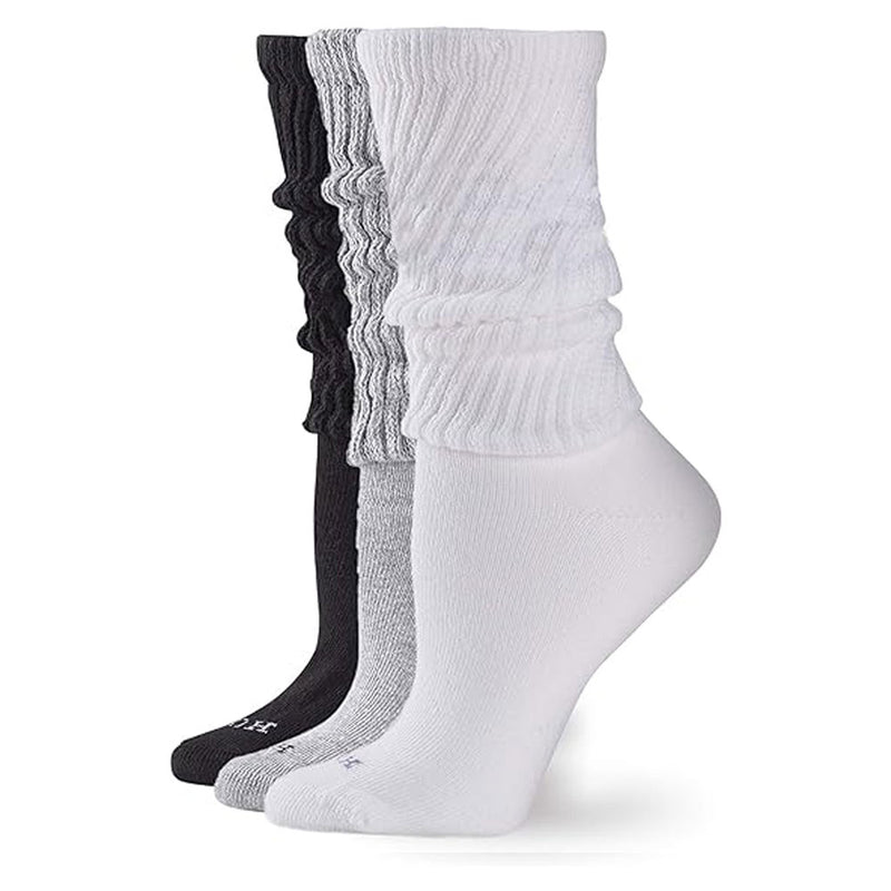 Hue The Slouch Sock 3 Pair Pack (U22684) Womens Hosiery 79995 White/Blk/Grey