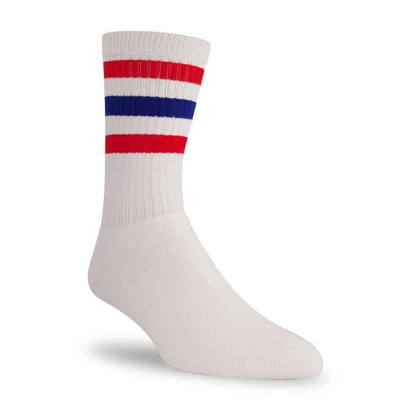 J.B.Fields Varsity Striped Athletic Sock Mens Hosiery White