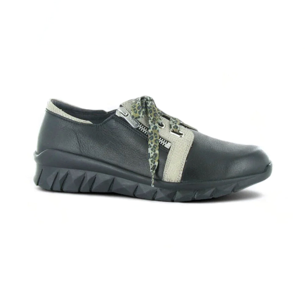 Naot Elios Womens Shoes Black/Beige Lizzard Leather