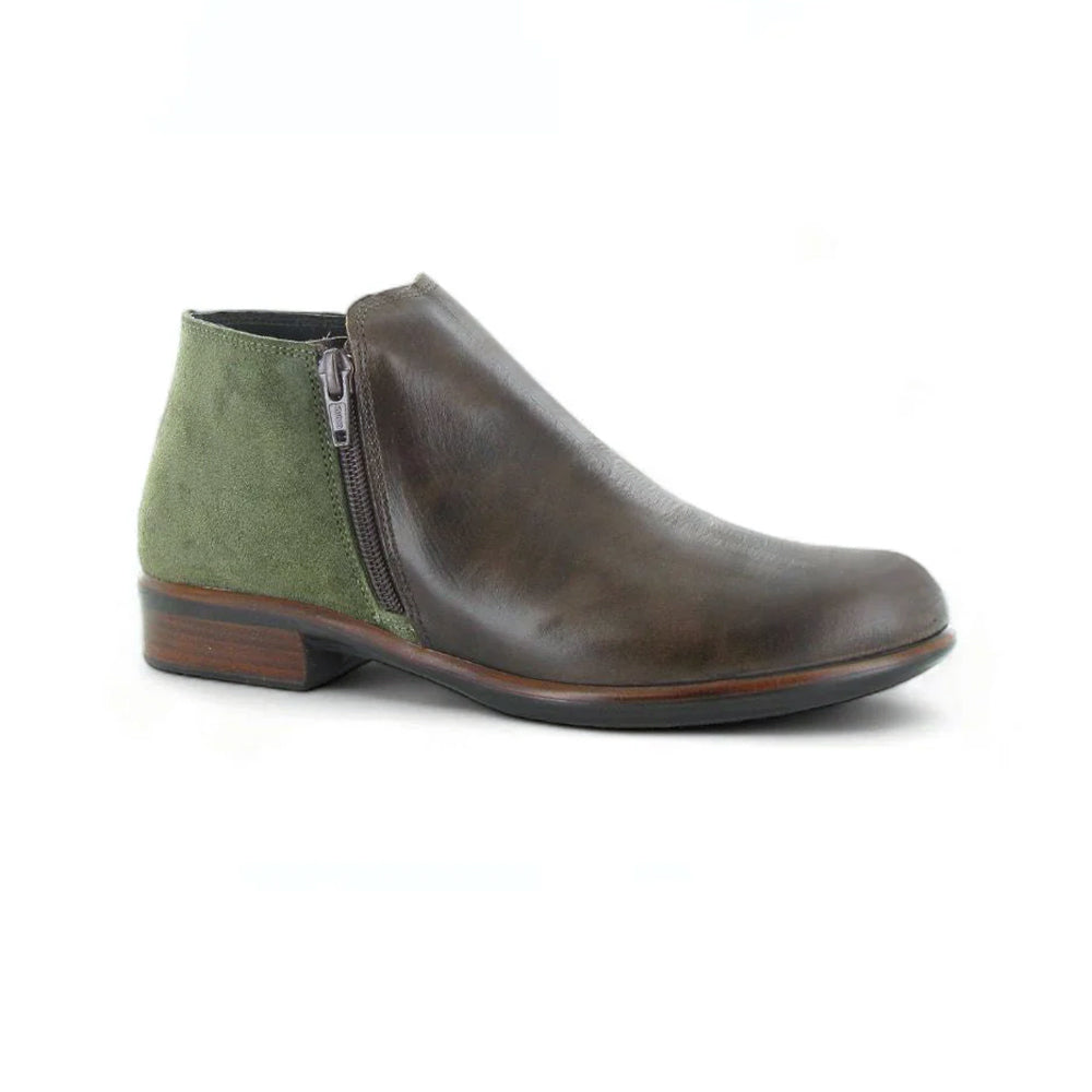 Naot Helm Bootie (26030) - Soft Green Leather/Oily Olive Suede Womens Shoes Soft Green Leather/Oily Olive Suede