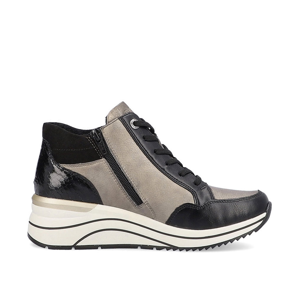 Remonte Zip Lace Up Sneaker (D0T70) Womens Shoes 01 Schwarz