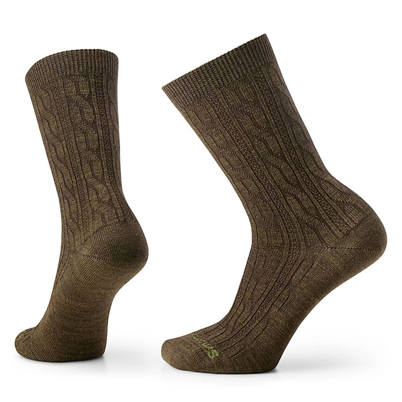 Smartwool Everyday Cable Zero Cushion Crew Socks (SW001830) Womens Hosiery D11 Military Olive