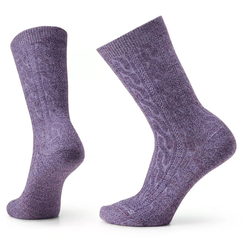Smartwool Everyday Cable Zero Cushion Crew Socks (SW001830) Womens Hosiery M84 Ultra Violet-Purple Iris Marl