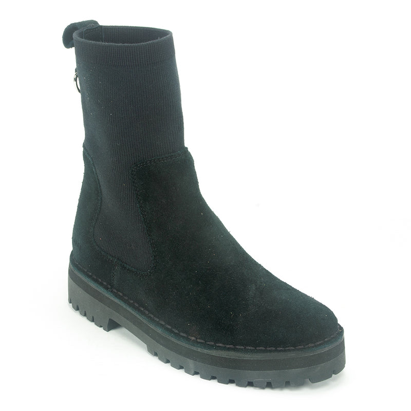 Clarks Rock Knit Boot Womens Shoes Black Suede