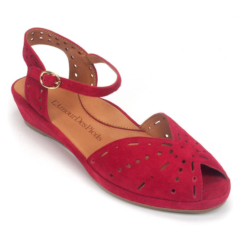 L'Amour Des Pieds Brenn Peep Toe Sandal Womens Shoes Scarlet