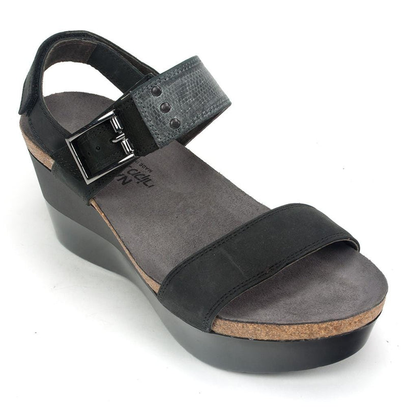 Naot Alpha Wedge Sandal Womens Shoes Oily Coal/Grey/Black