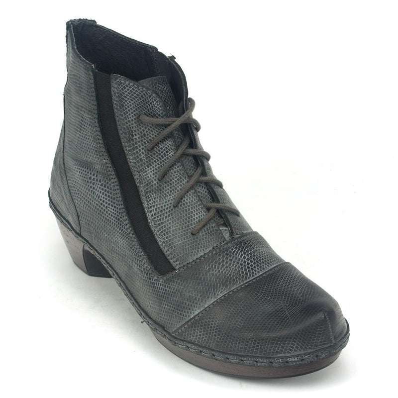 Naot Avila Lace Up Boot Womens Shoes Reptile Grey Leather