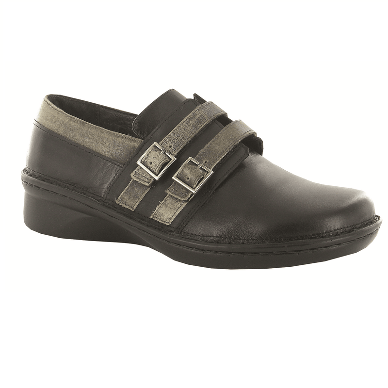 Naot Celesta Shoe (35121) Womens Shoes Black Madras Lthr/Oily Coal Nubuck/Vintage Gray Lthr