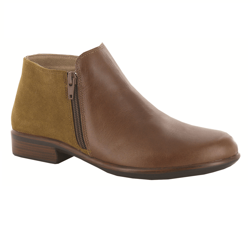 Naot Helm Bootie (26030) Womens Shoes Maple Brown Leather/Desert Suede