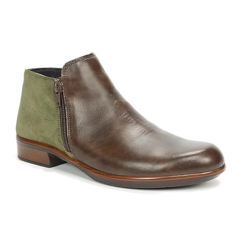 Naot Helm Bootie (26030) Womens Shoes Pecan Brown Leather/Oily Olive Suede