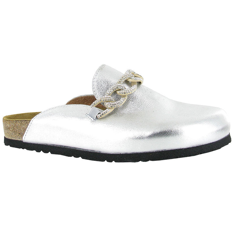Naot Memphis Big Buckled Clog (8253) Womens Shoes Soft Silver Leather