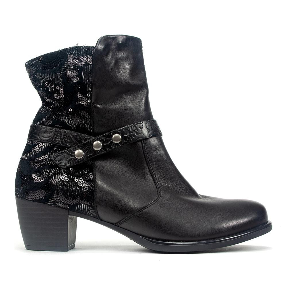 Remonte Floral Country Ankle Boot (R2676) Womens Shoes 01 Black