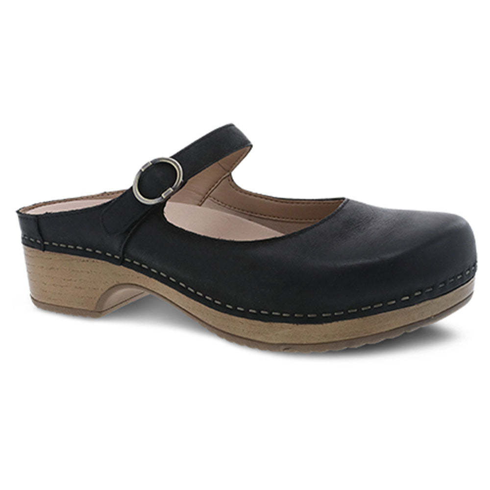 Dansko Bria Slip On Clog Womens Shoes Black Milled Nappa