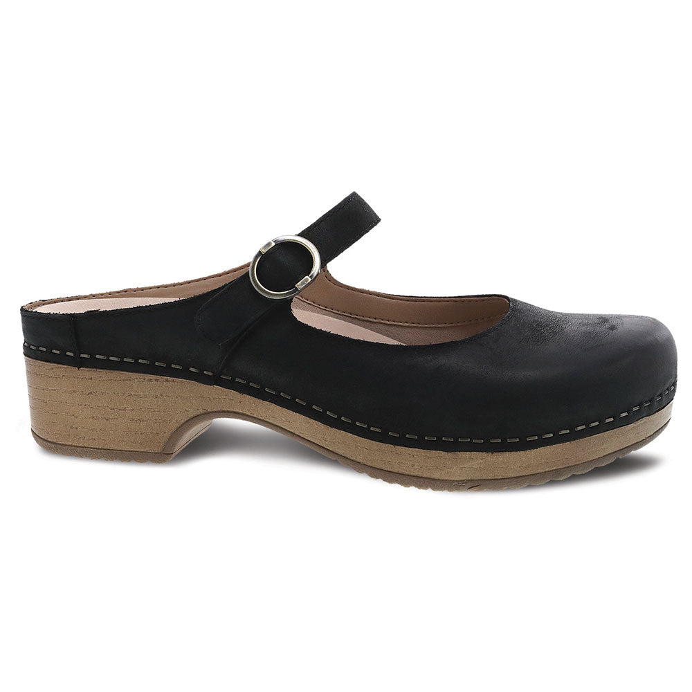 Dansko Bria Slip On Clog Womens Shoes Black Milled Nappa