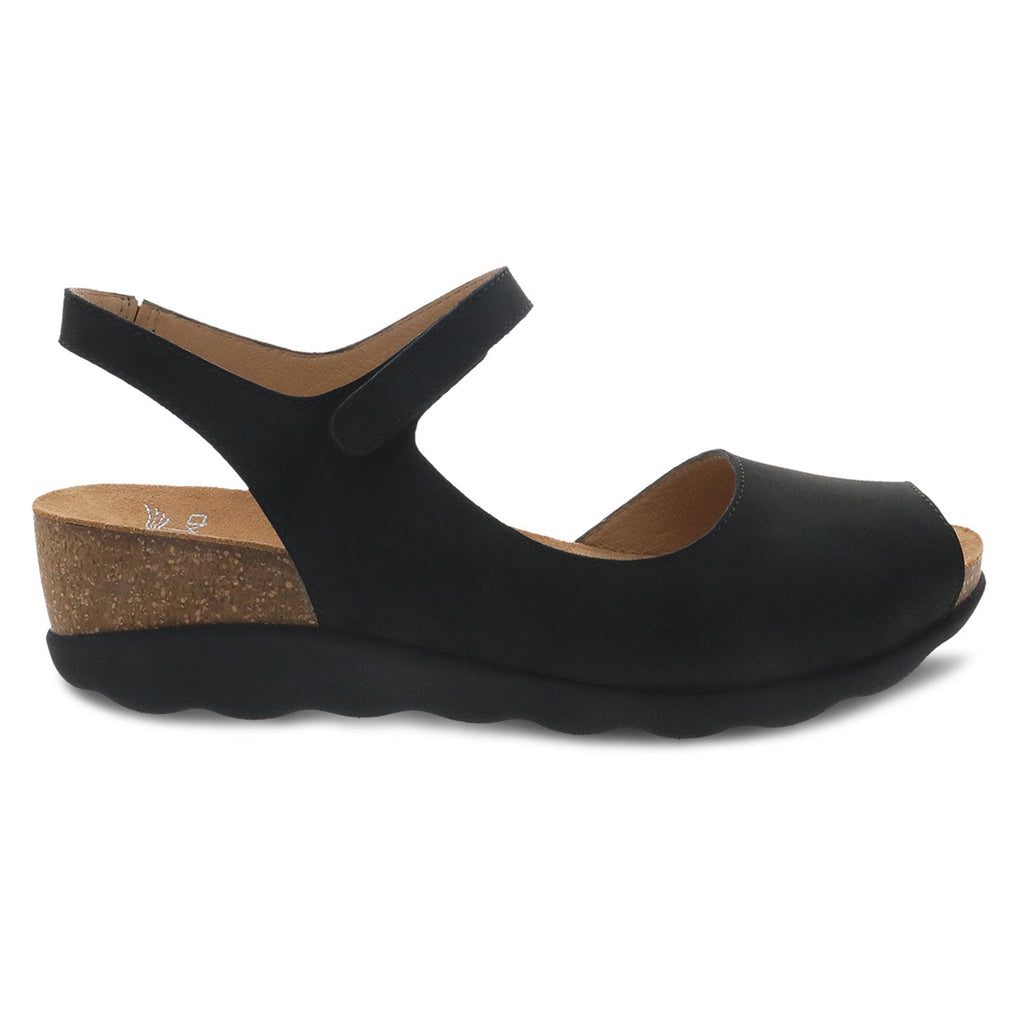 Dansko Marcy Wedge Womens Shoes Black Milled Nappa