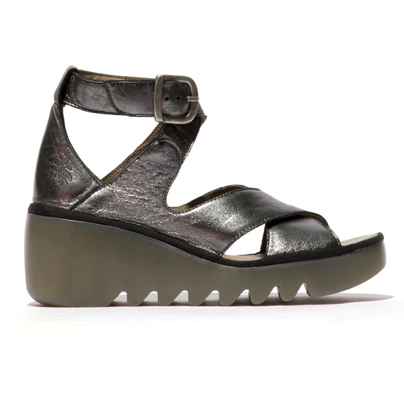 Fly London Byre410 Wedge Sandal Womens Shoes Graphite