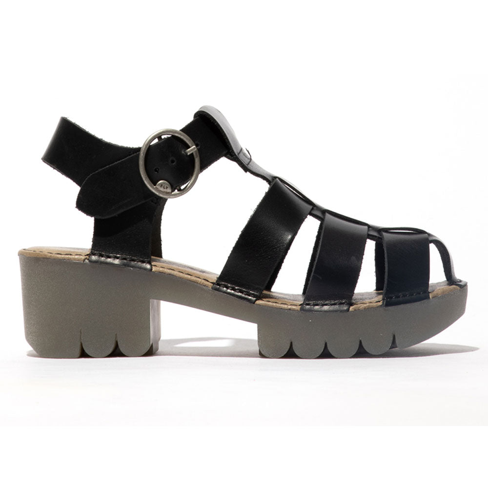 Fly London Emme511FLY Wedge Sandal Womens Shoes Black