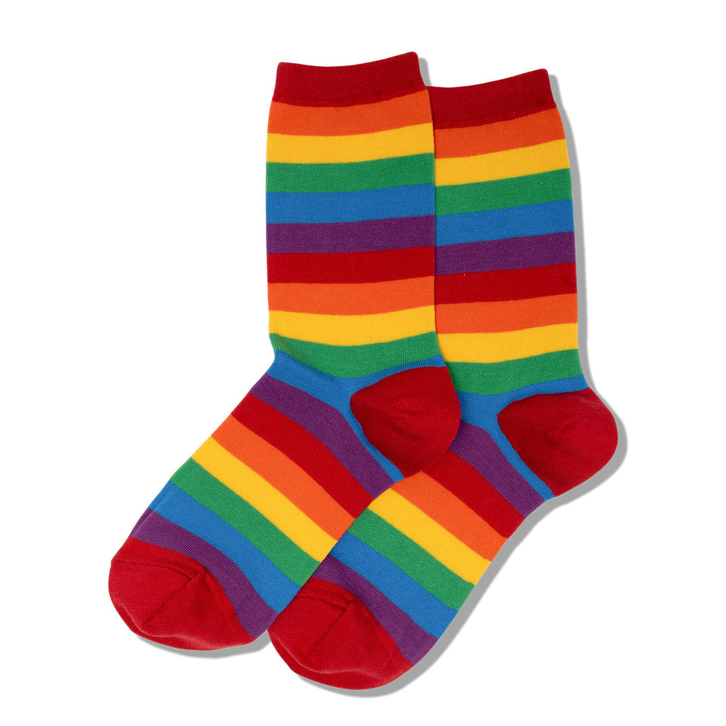 Hot Sox Bold Stripes Crew Socks Womens Hosiery Red
