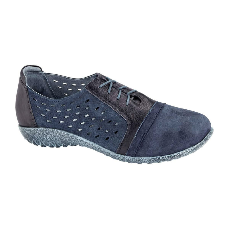 Naot Lalo Perforated Sneaker (11141) Womens Shoes Navy Velvet Nubuck/Ink Lthr/Tin Gray Lthr