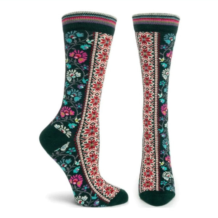 OZONE Floral Ribbons Sock (WC1303) Womens Hosiery 19 Black