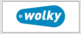 Wolky Brand Logo, Wolky is written in blue oval shape which is the brands logo, text in white on blue oval shape and white background