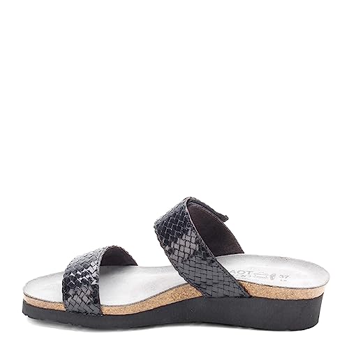 Naot Blake Braided Slide Sandal (4024) Womens Shoes Black Velvet Nubuck/Black Braid