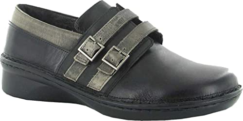 Naot Celesta Shoe (35121) Womens Shoes Black Madras Lthr/Oily Coal Nubuck/Vintage Gray Lthr