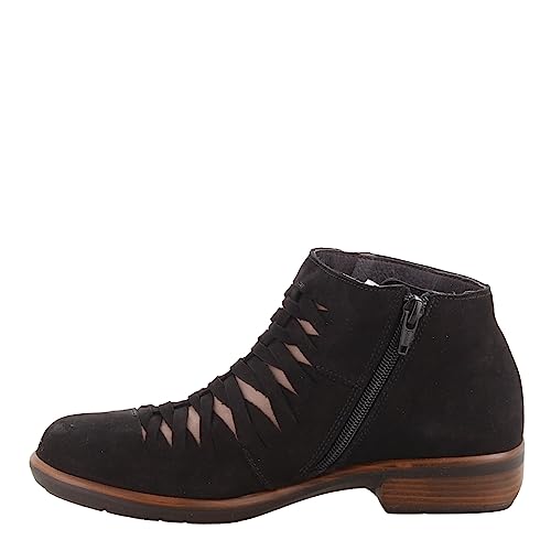 Naot Leveche Woven Bootie (26048) Womens Shoes Black Velvet Nubuck/Shiitake Nubuck