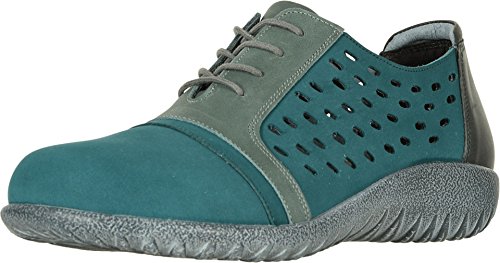 Naot Lalo Perforated Sneaker (11141) Womens Shoes Teal Nubuck/Sea Green/Tin Gray