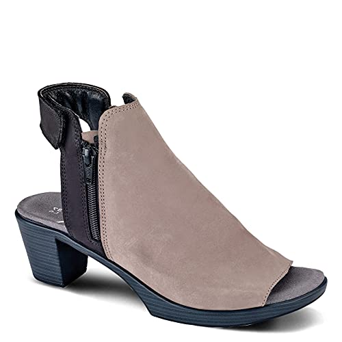 Naot Favorite Open Toe Bootie (44128) Womens Shoes Stone Nubuck/Black Velvet Nubuck