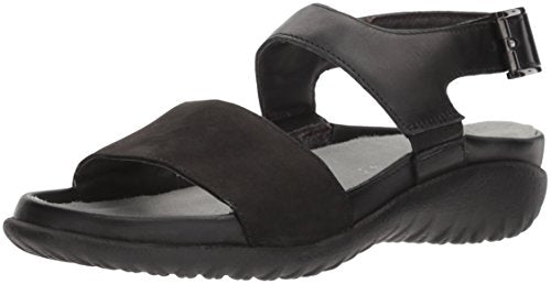 Naot Haki Slingback Sandal (11161) Womens Shoes Black Velvet Nubuck/Black Raven Leather