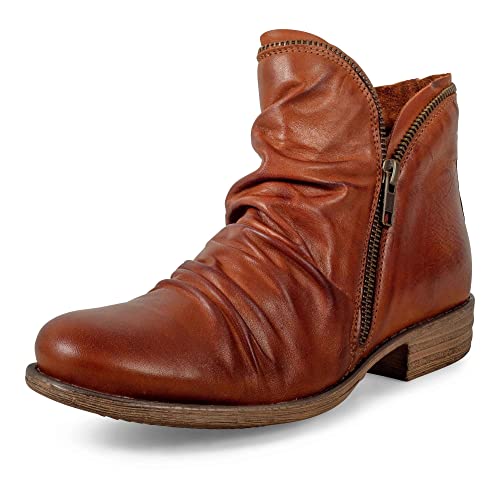 Miz Mooz Luna Ruched Ankle Boot Womens Shoes Brown
