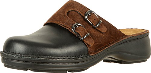 Naot Leilani Slip On Clog (74007) Womens Shoes Black Raven/Seal Brown Suede