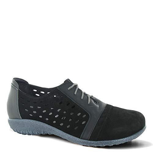 Naot Lalo Perforated Sneaker (11141) Womens Shoes Black Velvet/Jet Black/Tin Gray