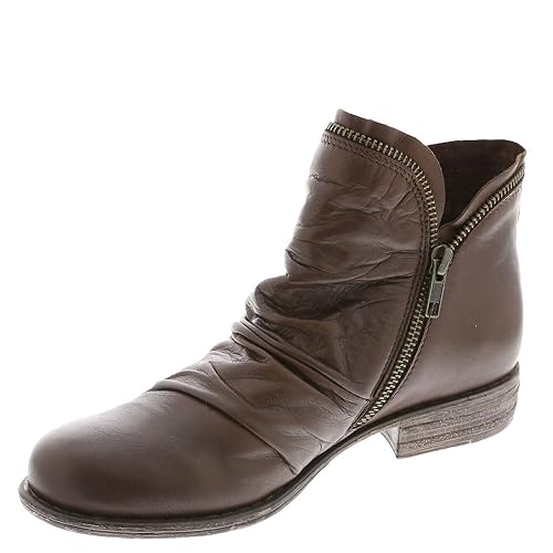 Miz Mooz Luna Ruched Ankle Boot Womens Shoes Brown