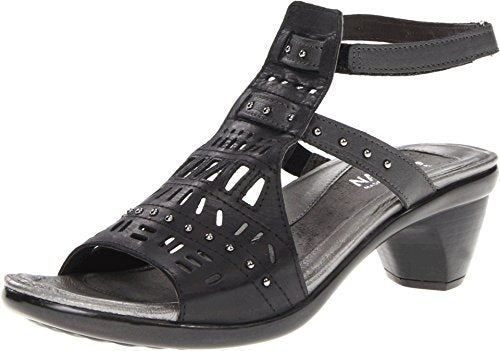 Naot Vogue Sandal (44082) Womens Shoes Brushed Black/Metallic Rd Lthr