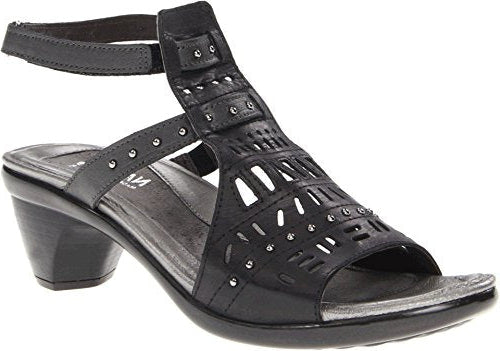 Naot Vogue Sandal (44082) Womens Shoes Brushed Black/Metallic Rd Lthr
