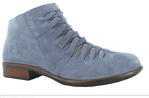 Naot Leveche Woven Bootie (26048) Womens Shoes Feathery Blue Nubuck/Shiitake Nubuck