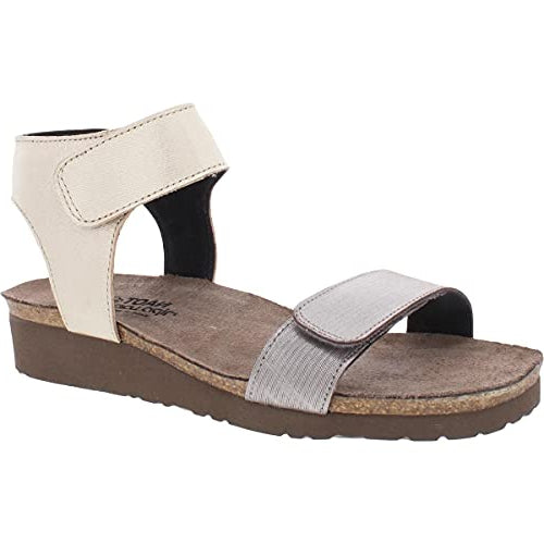 Naot Alba Ankle Strap Sandal Womens Shoes Silver Threads