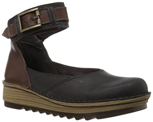 Naot Sycamore Ankle Strap Flat Womens Shoes Oily Coal/Toffee/Oily Midnight