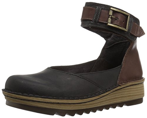 Naot Sycamore Ankle Strap Flat Womens Shoes Oily Coal/Toffee/Oily Midnight