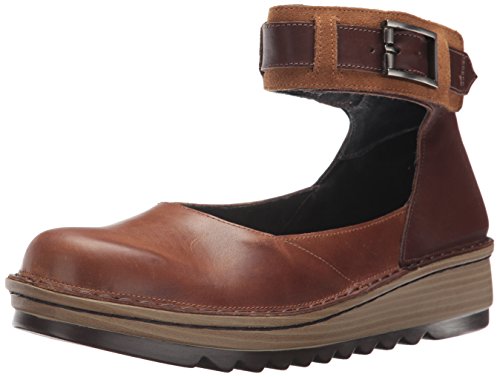Naot Sycamore Ankle Strap Flat Womens Shoes Oily Coal/Toffee/Oily Midnight