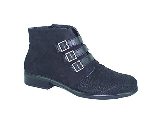 Naot Calima Bootie (26034) Womens Shoes Black Crackle/Black Velvet/Black Raven