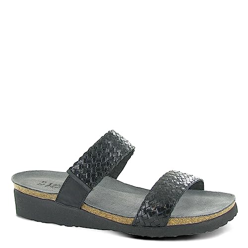 Naot Blake Braided Slide Sandal (4024) Womens Shoes Black Velvet Nubuck/Black Braid
